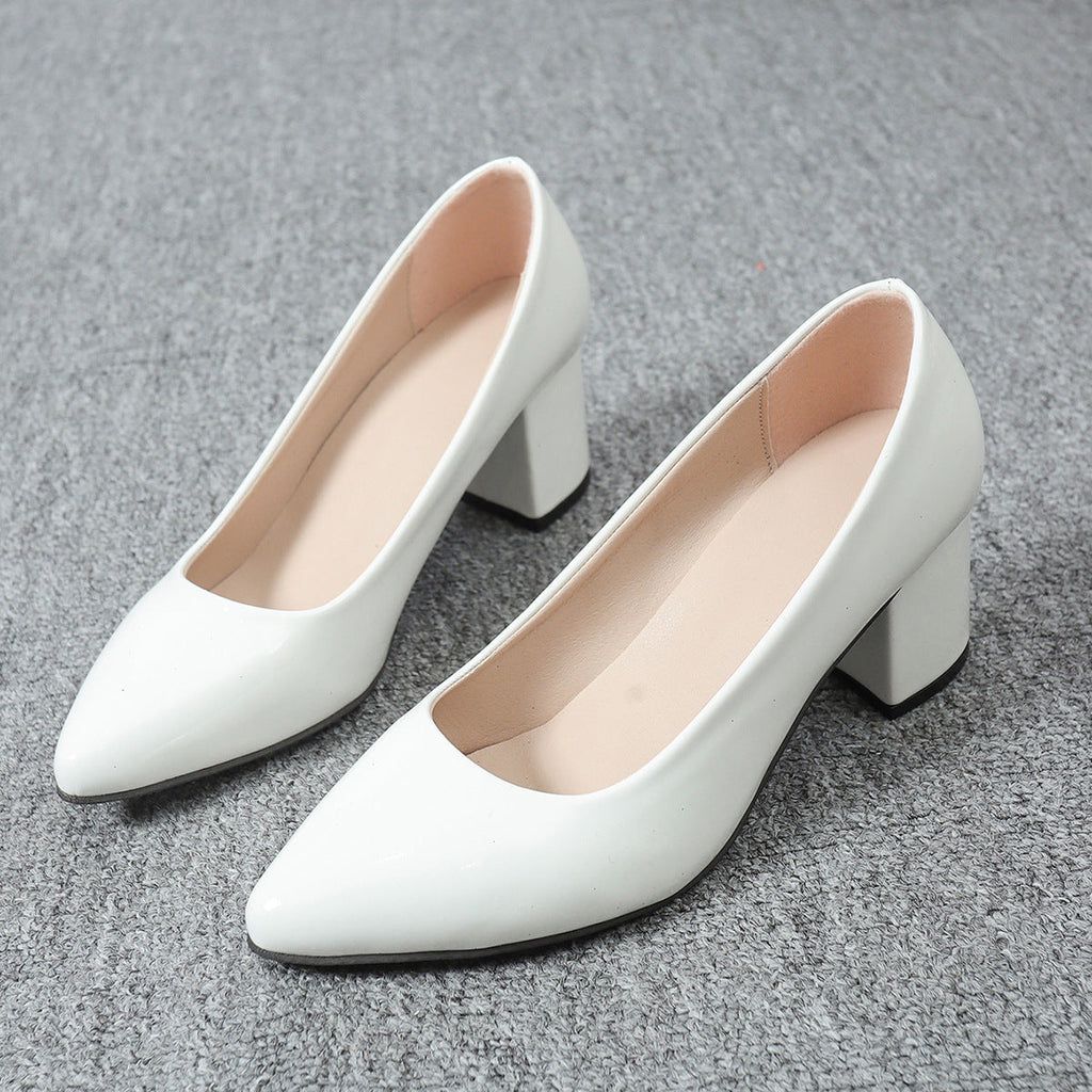 French-Style Pointed Toe Low Heel Slip-On Shoes