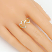 Load image into Gallery viewer, Clear CZ Double Duddle Heart Statement Adjustable Ring, Sku#A449