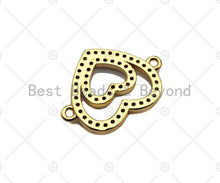 Load image into Gallery viewer, Gold Filled Fuchsia CZ Heart with Clear CZ Heart Shape Connector,18K Gold Filled Heart Charm, Necklace Bracelet Pendant,17x23mm,Sku#LK367