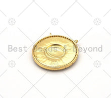 Load image into Gallery viewer, Turquiose Enamel Evil Eye On Round Coin Pendant,18K Gold Filled CZ Micro Pave Evil Eye Charm,Necklace Bracelet Charm, 25mm,Sku#LK432