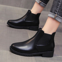 Load image into Gallery viewer, Women's Red Dr. Martens-Style Chunky Heel Ankle Boots – Round Toe, Lace-Up, Sizes 35–41