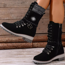 Load image into Gallery viewer, Women's Lace-Up Ankle Combat Boots – PU Leather Low Heel Military Style
