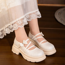 Load image into Gallery viewer, Women's Bow Platform Mary Jane Shoes | Chunky Sole Satin Pumps
