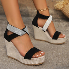 Load image into Gallery viewer, Women's Rhinestone Wedge Sandals | Fish Mouth Platform High Heel Summer Shoes