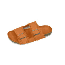 Load image into Gallery viewer, Women's Outdoor Belt-Buckle Flat Slide Sandals – Casual Denim Beach Sandals