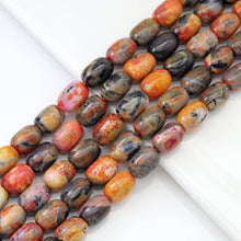 Load image into Gallery viewer, 13x18mm Brown Orange Agate Drum Shape Beads, Sku#U1792