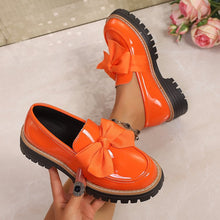 Load image into Gallery viewer, Women's Bow Tie Chunky Heel Pumps - Slip-On Round Toe Loafers