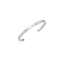Load image into Gallery viewer, Silver Mother of Pearl thin Bangle Adjustable Bracelet, Sku#LX616