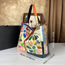 Load image into Gallery viewer, Women's Genuine Leather Crossbody Bag - Large Capacity Nautical Floral Design
