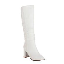 Load image into Gallery viewer, Women's Fleece-Lined Chunky Heel Mid-Calf Boots | Pointed Toe Slip-On Winter Boots