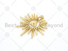 Load image into Gallery viewer, Micro Pave CZ Triangle On North Star Shape Pendant, 18K Gold Filled Radial Charm, Necklace Bracelet Charm Pendant, 41x38mm, Sku#LK400
