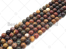 Load image into Gallery viewer, Quality Genuine NEW Red Brown Picasso Jasper Smooth Round Beads, 6mm/8mm/10mm/12mm Picasso Jasper Beads, 15.5'' Full Strand, SKU#U1162