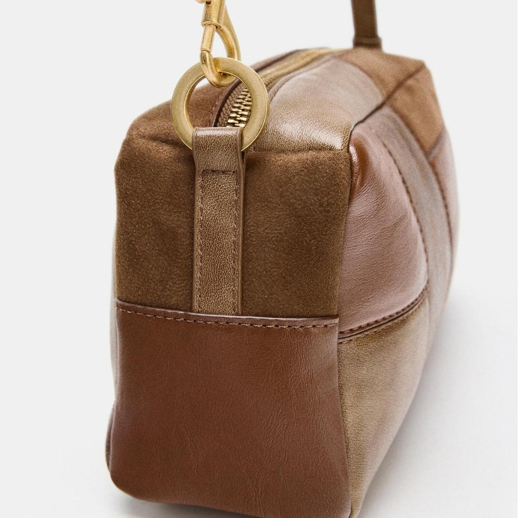 Color-Block Patchwork Retro Shoulder Bag & Clutch | Women's Fashion Bag