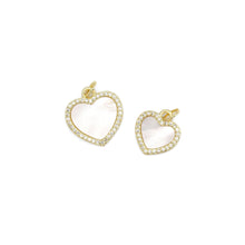 Load image into Gallery viewer, CZ Gold White Pearl Heart Charm, Sku#LX399