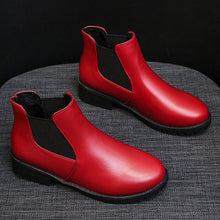 Load image into Gallery viewer, Women's Red Dr. Martens-Style Chunky Heel Ankle Boots – Round Toe, Lace-Up, Sizes 35–41