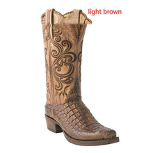 Load image into Gallery viewer, Women's Mid-Calf Equestrian Block Heel Boots – Synthetic Leather, Sizes EU 38–48