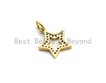 Load image into Gallery viewer, CZ Colorful Micro Pave Five Point Star Shape Pendant, Five Star Shaped Pave Pendant, Gold plated,14x15mm, Sku#F719