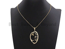 Load image into Gallery viewer, CZ Micro Pave Focal Hollow out Flower Leaf Pendant/Charm,Cubic Zirconia Paved Charm, Necklace Bracelet Charm Pendant, 33x51mm,sku#F855