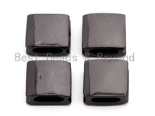 Load image into Gallery viewer, Black CZ Pave On Black Flat Square Beads, Black Micro Pave Beads, Cubic Zirconia Spacer Beads, 3x8mm, sku#G322