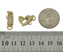 Load image into Gallery viewer, CZ Gold Lobster Oval Heart Clasp, Sku#LD299