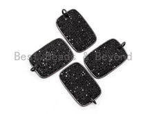 Load image into Gallery viewer, Black CZ Pave On Black Micro Pave Square/Rectangular Charm, Square/Rectangular Pave Charm, Pave Dangle Charms,17x25mm, Sku#F376