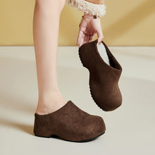 Load image into Gallery viewer, Women's Retro Chunky Sole Closed Toe Mules - Suede Platform Slip-On Shoes