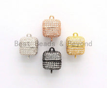 Load image into Gallery viewer, NEW STYLE 8/10/12mm CZ Micro Pave Strong Magnetic Cube Clasp, Cubic Zirconia Magnetic Clasp, Gold Rose Gold Clasp, sku#H134