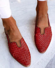 Load image into Gallery viewer, Women's Plus Size Pointed Toe Slip-On Sandals | Knit Upper Low Heel