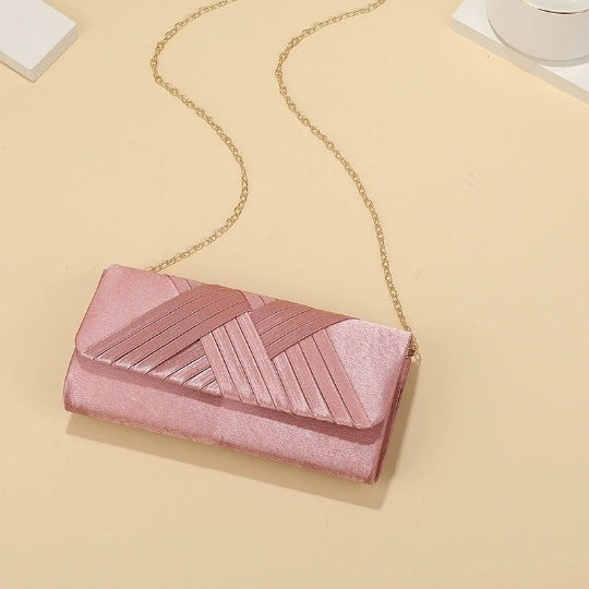 Women's Elegant Striped Evening Bag with Chain Shoulder Strap | Clutch Purse