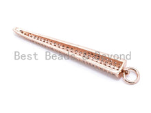 Load image into Gallery viewer, CZ Clear Micro Pave Half Cone Pendant, Cubic Zirconia Necklace Pendant, 47x7mm, sku#F114