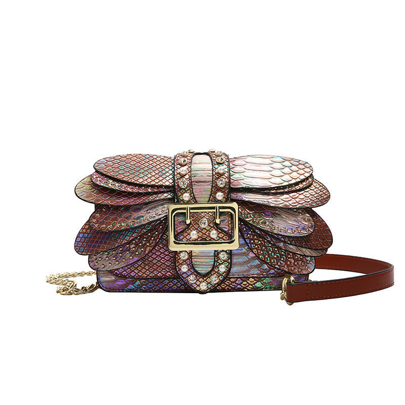 Studded Chain Shoulder Crossbody Bag for Women | PU Leather Streetwear Purse