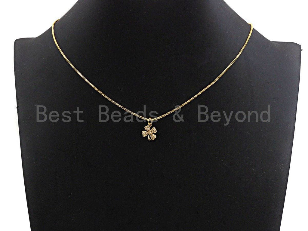 CZ Micro Pave Four Leaf Clover Shaped Pendant/Charm, Cubic Zirconia Pendant Charm,10x12mm,sku#F918
