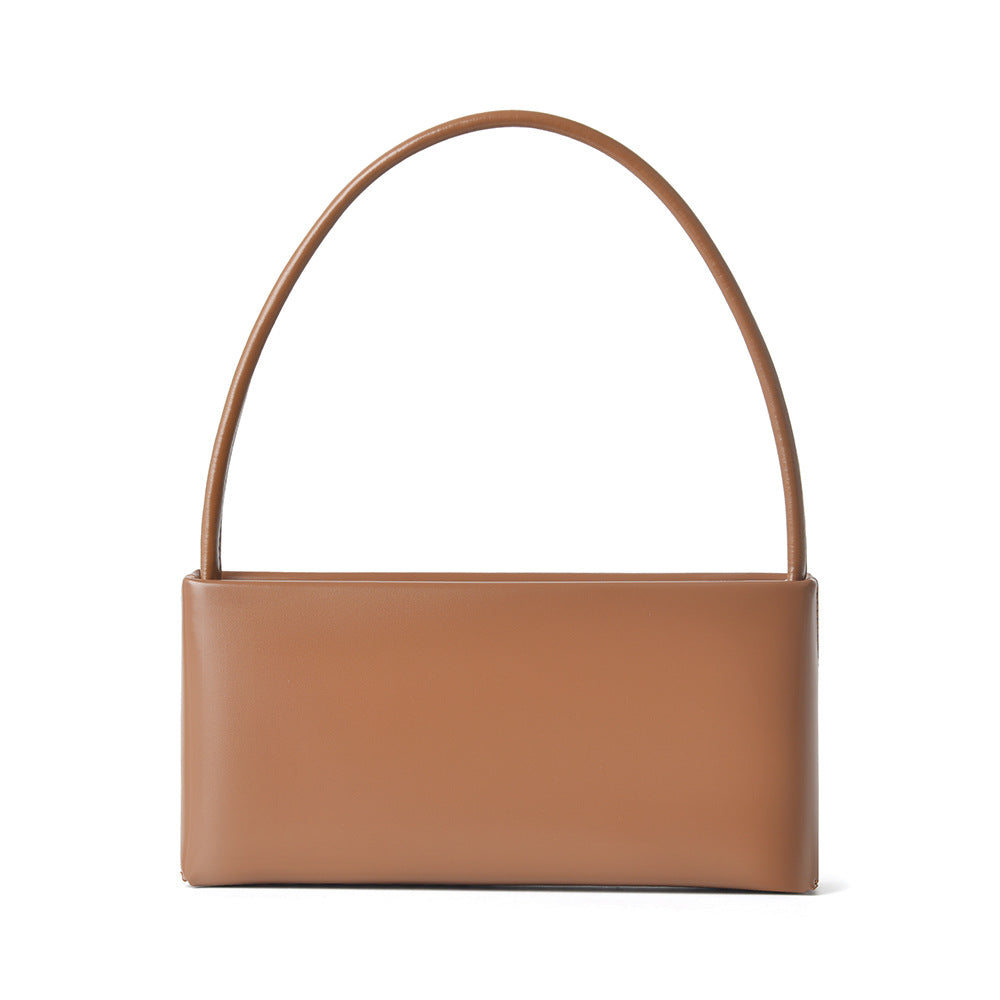 Vintage Leather Crossbody Bag for Women - Genuine Cowhide Baguette Shoulder Bag