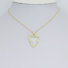 Load image into Gallery viewer, Hammered Edge Acrylic Heart with Pearl Charm , Sku#JL202