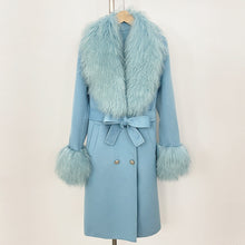 Load image into Gallery viewer, Long Double-faced Wool Coat With A Shearling Collar