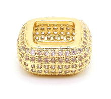 Load image into Gallery viewer, 14mm CZ Micro Pave Big Hole Square Ring Spacer Beads Clear Crystal for Bracelet/Necklace, Cubic Zirconia Large Square Hole Beads, sku#G67