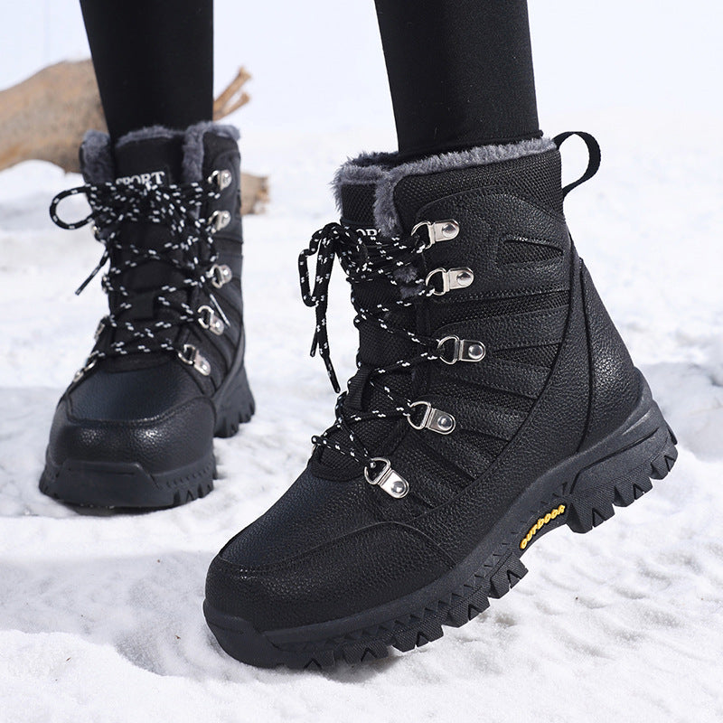Women's Fleece-Lined Snow Boots - Waterproof Winter Boots with Rubber Sole