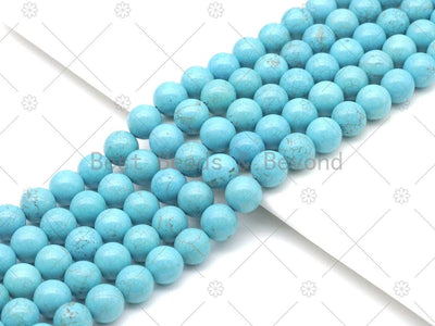 Natural Turquoise Blue Howlite Round Smooth Beads, Sku#U1174