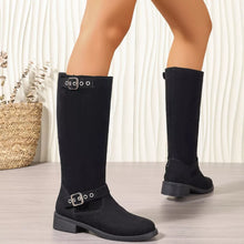 Load image into Gallery viewer, Women's Round Toe Block Heel Ankle Boots | Mid Heel Suede Zipper Boots