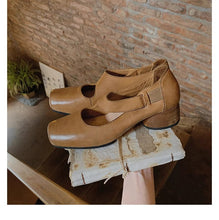 Load image into Gallery viewer, Women's Vintage Square-Toe Ballet Flats | Chunky Heel &amp; Flat Sole Slip-On Shoes