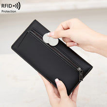 Load image into Gallery viewer, RFID Anti-Theft Wallet PU Leather Zipper Bifold with Multiple Card Slots