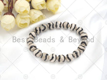 Load image into Gallery viewer, Natural Black White Tibetan Agate Stretchy Bracelet, sku#U1096