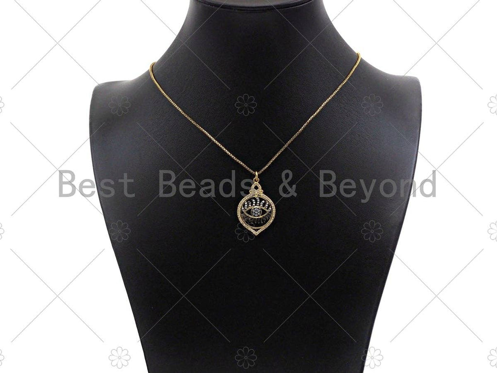 Dual CZ Micro Pave Evil Eye Charm,  Sku#L515