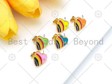 Load image into Gallery viewer, Colorful Rainbow Enamel Heart Earrings, Sku#O69