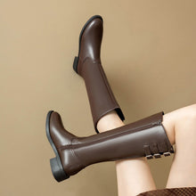 Load image into Gallery viewer, Women's Retro Chunky-Soled Equestrian Boots - Mid Heel High Shaft Riding Boots