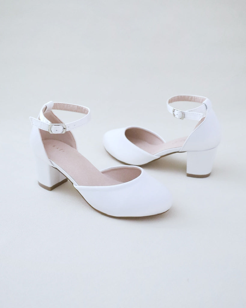 Girls Satin Block Heel
