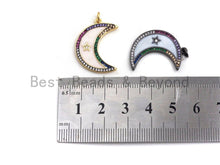 Load image into Gallery viewer, NEW Enamel Crescent moon With Star Pendant,CZ Micro Pave Oil Drop Moon Star pendant,Enamel Charm,Enamel Jewelry,18x25mm,sku#F657