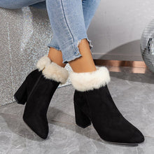 Load image into Gallery viewer, Women's Plaid Suede Ankle Boots | Square Heel Side Zipper Winter Boots