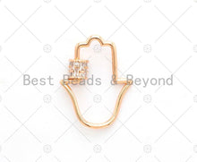 Load image into Gallery viewer, CZ Micro Pave Hamsa Hand Clasp, CZ Pave Hamsa Hand Clasp, Silver/Gold/Rose Gold/Black, 24x32mm, sku#H137