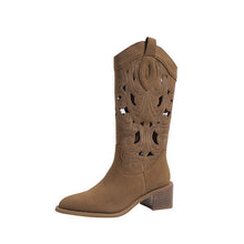 Load image into Gallery viewer, Women's Embroidered Western Cowboy Boots - Chunky Heel Knight Boots
